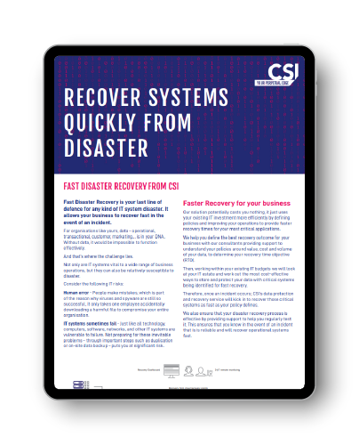 Disaster Recovery Services High Availability CSI